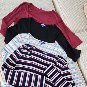 Women's Striped and Solid Tops Set, 4 Large
